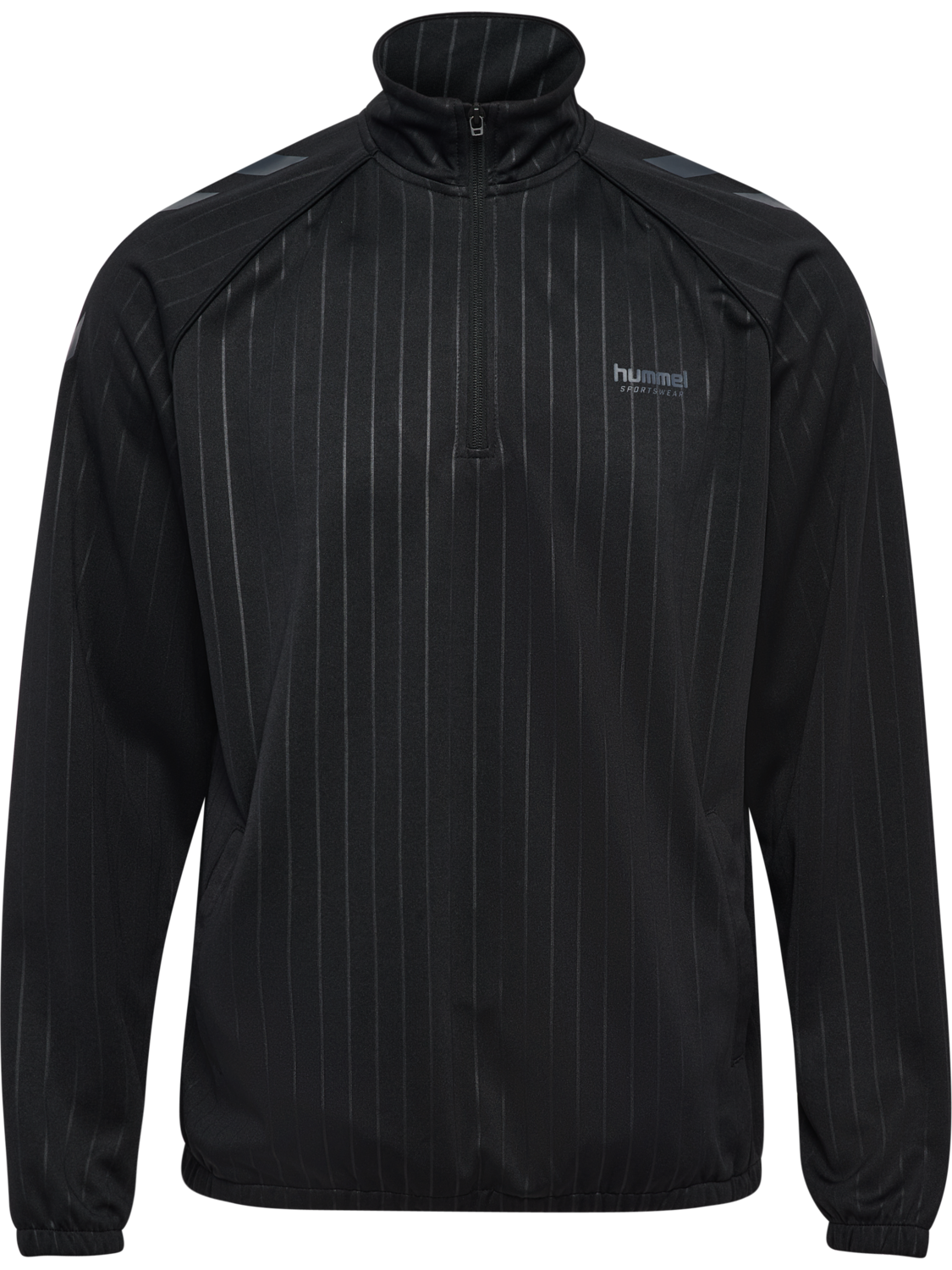 hmlSTRIPE HALFZIP, BLACK, packshot