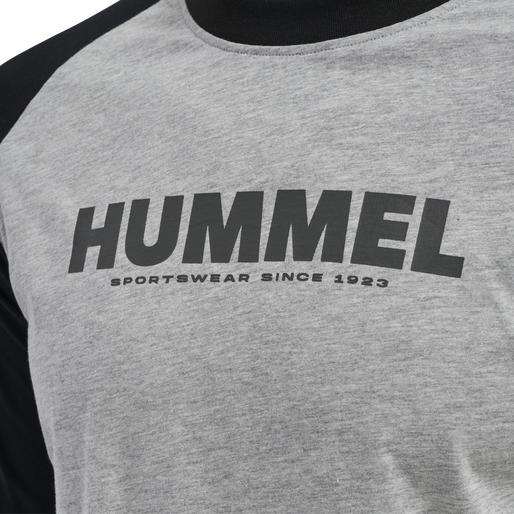 hmlLEGACY BLOCKED T-SHIRT L/S, GREY MELANGE, packshot