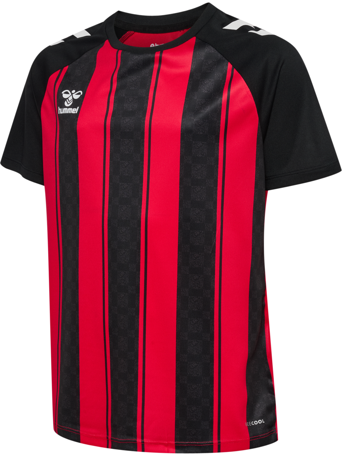 hmlMATCH STRIPED JERSEY S/S KIDS, TRUE RED/BLACK, packshot