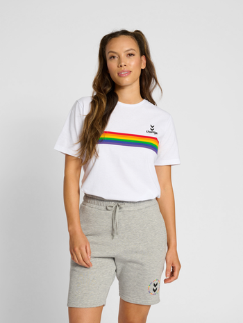 hmlCHANGE STRIPE T-SHIRTS, WHITE, model