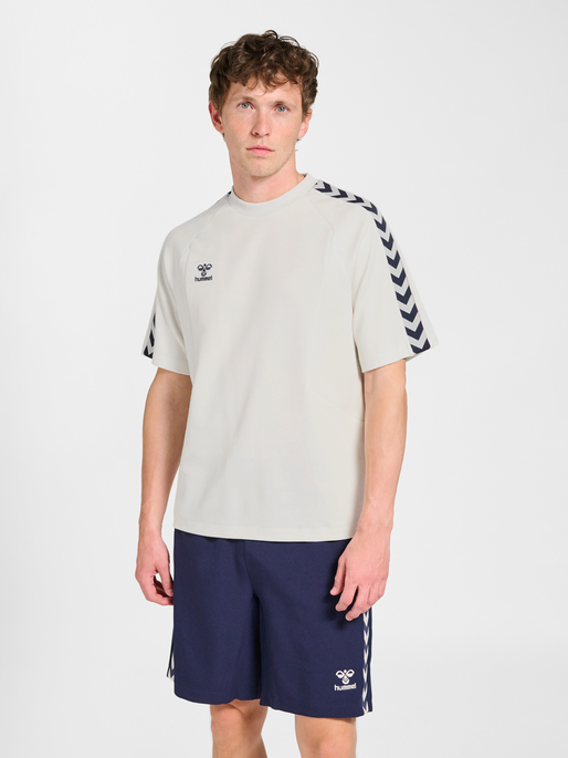 hmlROOT T-SHIRT S/S, BLANC DE BLANC/MARINE, model