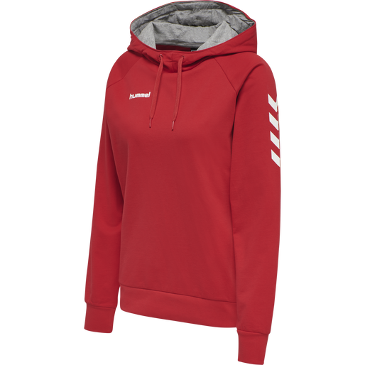 HMLGO COTTON HOODIE WOMAN, TRUE RED HMLGO COTTON HOODIE WOMAN, TRUE RED, packshot