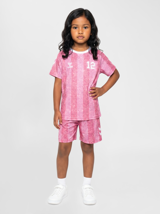 hmlSHIMMER T-SHIRT S/S, CHATEAU ROSE/BRIGHT WHITE, model