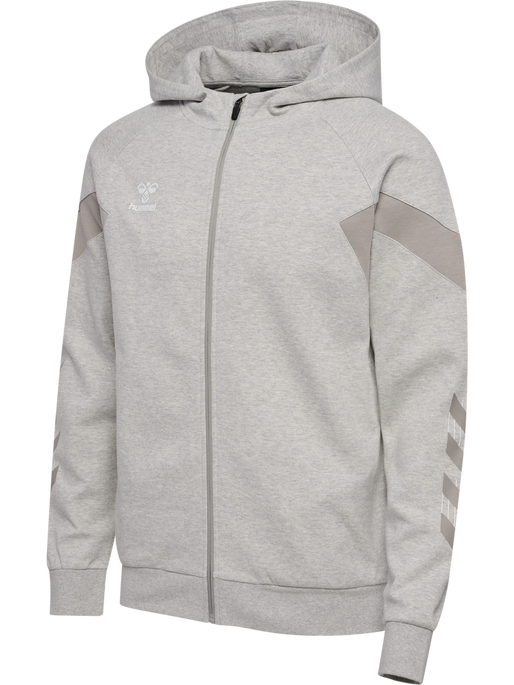 hmlTRAVEL ZIP HOODIE, LIGHT GREY MELANGE, packshot