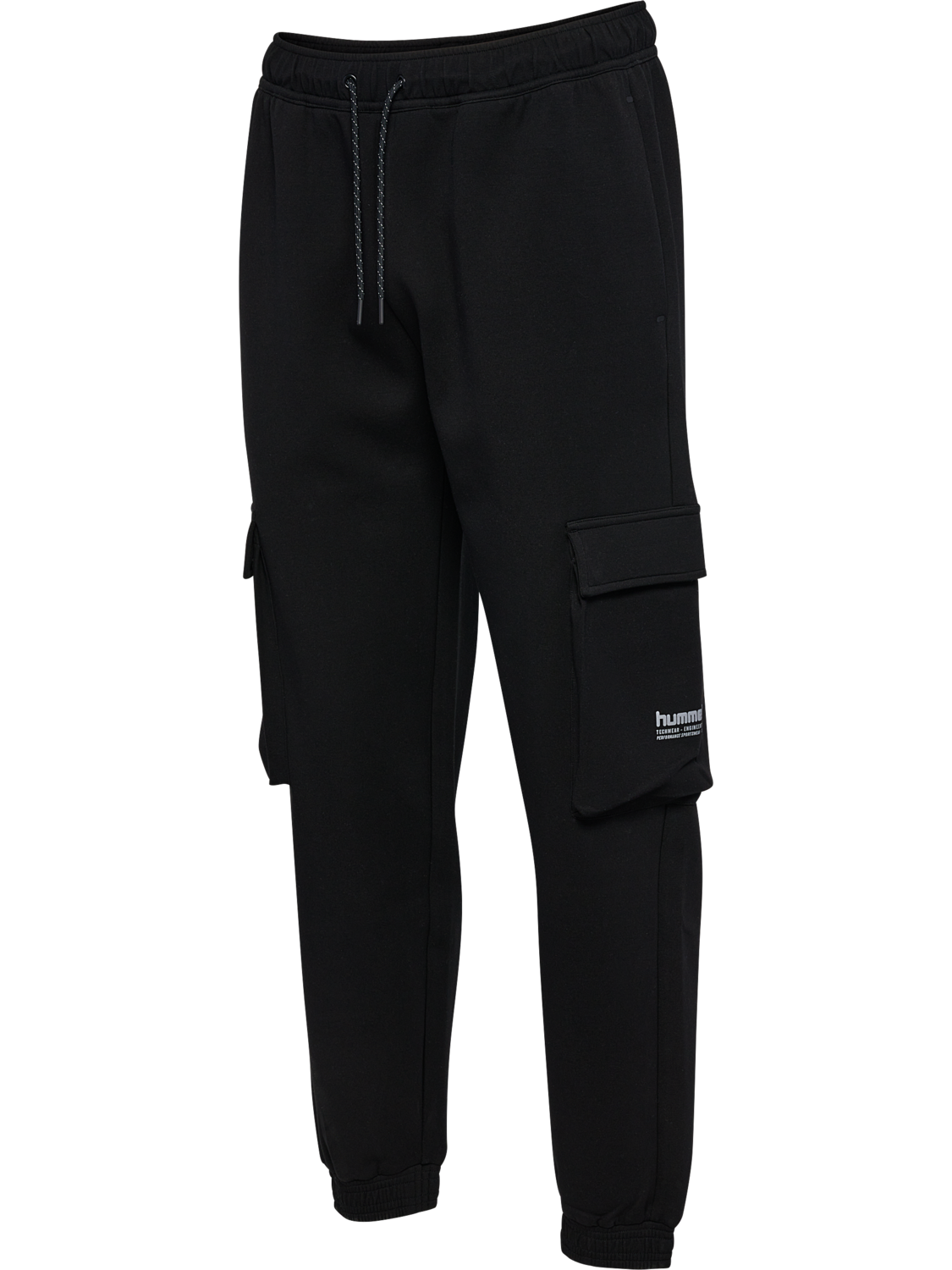 hmlTECH FLEECE LOOSE CARGO PANTS, BLACK, packshot