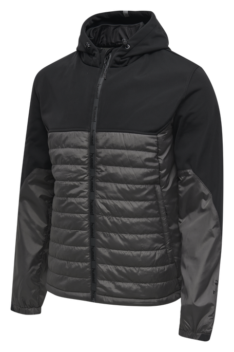 hmlNORTH HYBRID JACKET, BLACK/ASPHALT, packshot