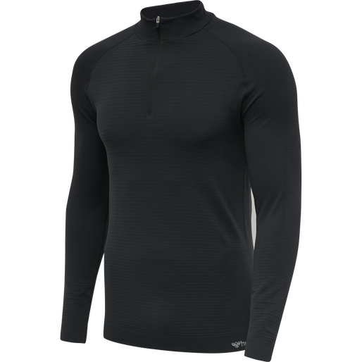 hmlSTROKE SEAMLESS HALF ZIP, BLACK hmlSTROKE SEAMLESS HALF ZIP, BLACK, packshot