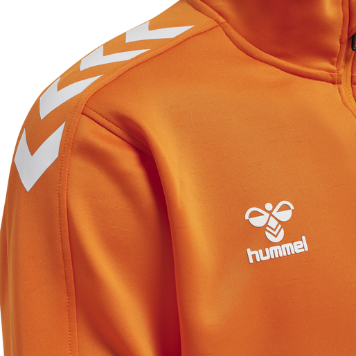 hmlCORE XK HALF ZIP POLY SWEAT, ORANGE TIGER, packshot