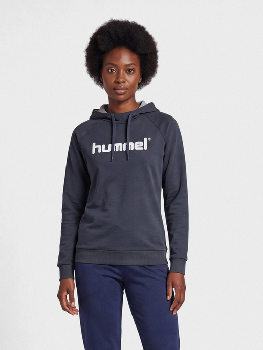 HUMMEL GO COTTON LOGO HOODIE WOMAN, INDIA INK, model