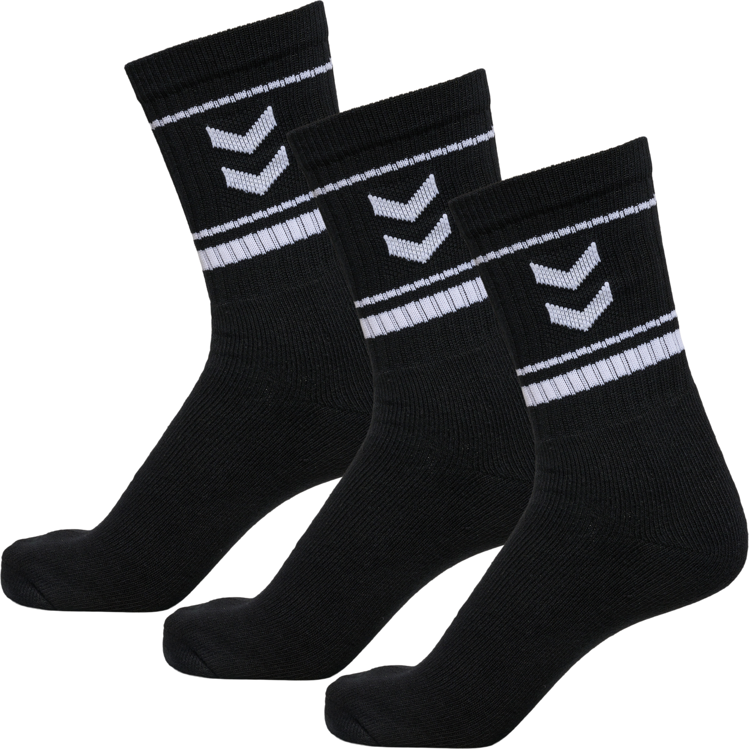 hmlSTRIPE CREW 3-PACK SOCKS, BLACK, packshot