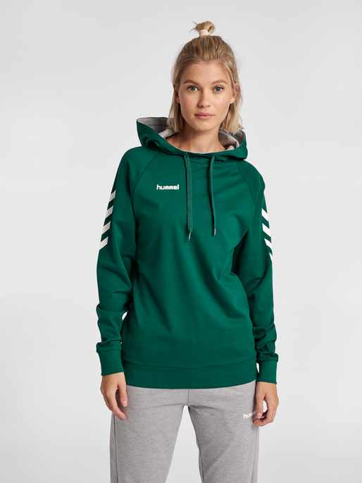 HUMMEL GO COTTON HOODIE WOMAN, EVERGREEN, model