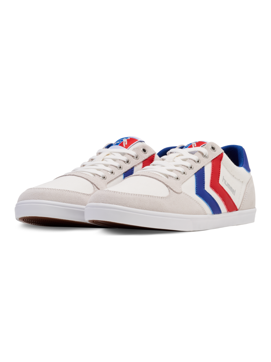 HUMMEL SLIMMER STADIL LOW, WHITE/BLUE/RED/GUM, packshot