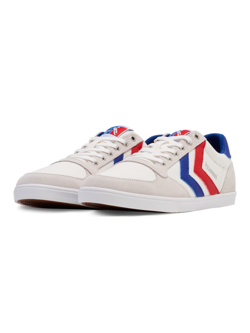 HUMMEL SLIMMER STADIL LOW, WHITE/BLUE/RED/GUM, packshot