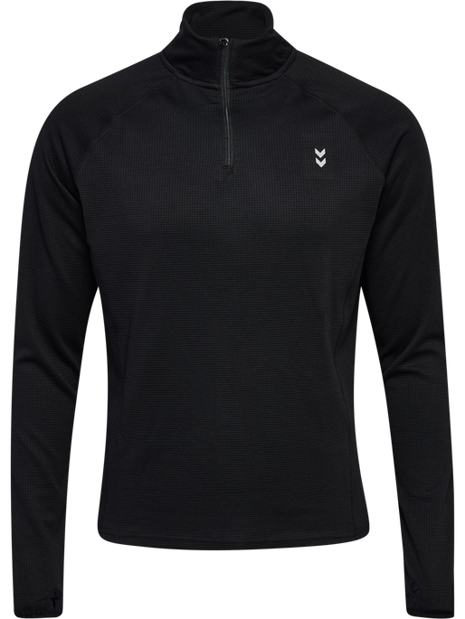 hmlPULSE HALF ZIP MIDLAYER, BLACK hmlPULSE HALF ZIP MIDLAYER, BLACK, packshot