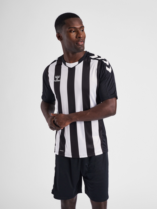 hmlCORE XK STRIPED JERSEY S/S, BLACK/WHITE, model