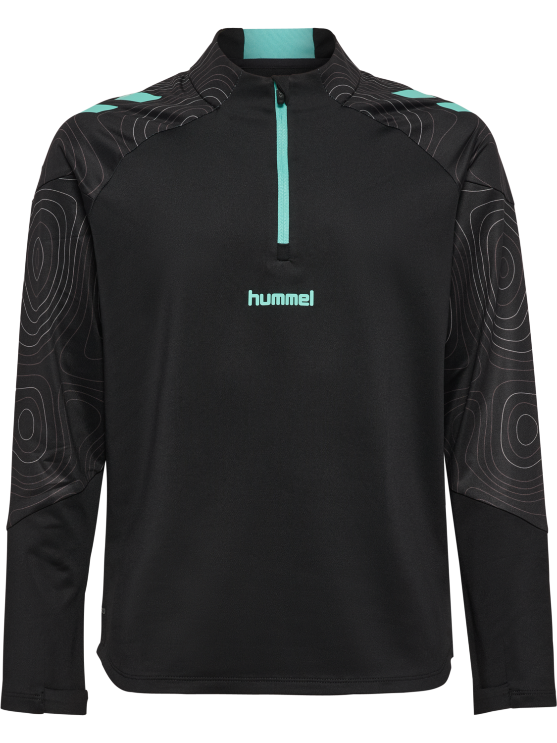 hmlBLAZE 2.0 TRAINING HALF ZIP KIDS, BLACK/POOL BLUE, packshot