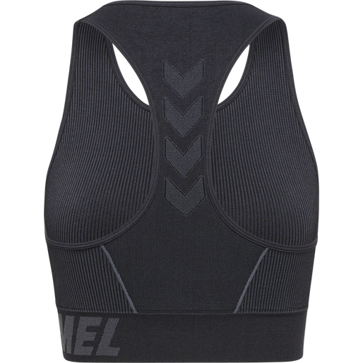 hmlTE CHRISTEL SEAMLESS SPORTS TOP, BLACK/ASPHALT MELANGE, packshot
