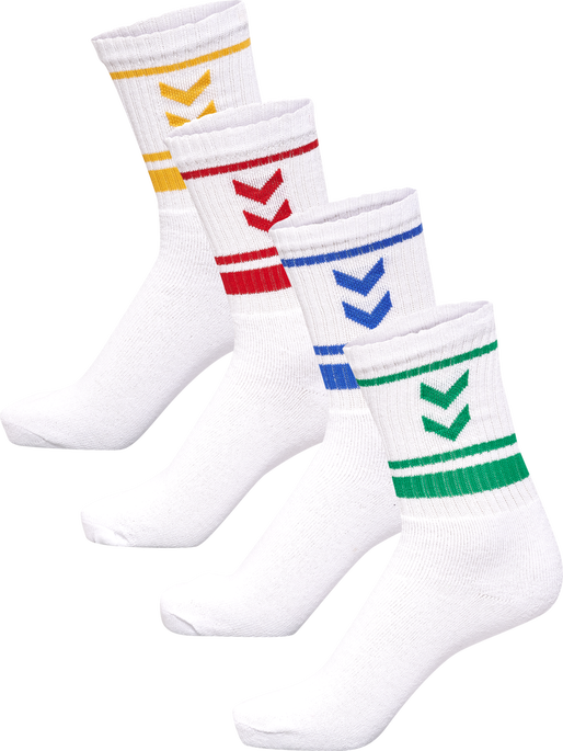 hml4 PACK TRIPLE STRIPE CREW SOCK, BLUE/RED/YELLOW/GREEN, packshot