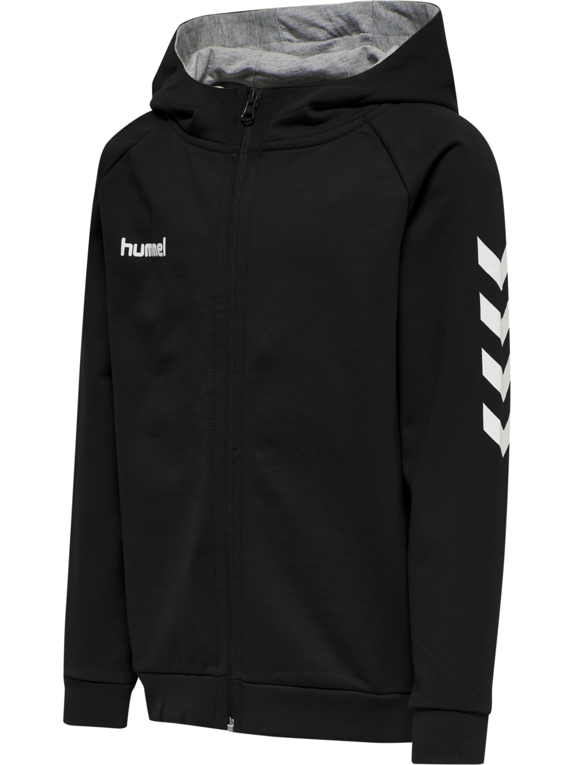 HUMMEL GO KIDS COTTON ZIP HOODIE, BLACK, packshot