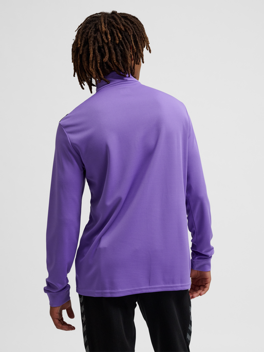 hmlAUTHENTIC HALF ZIP SWEAT, DAHLIA PURPLE/ASPHALT, model
