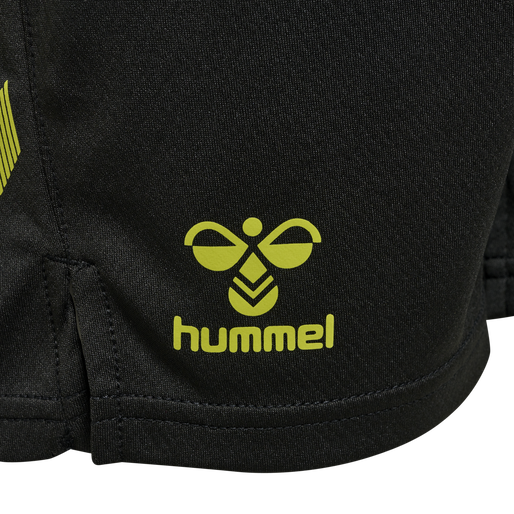 hmlONGRID POLY SHORTS KIDS, JET BLACK/DARK CITRON, packshot