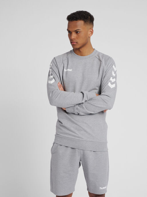 HUMMEL GO COTTON SWEATSHIRT, GREY MELANGE, model