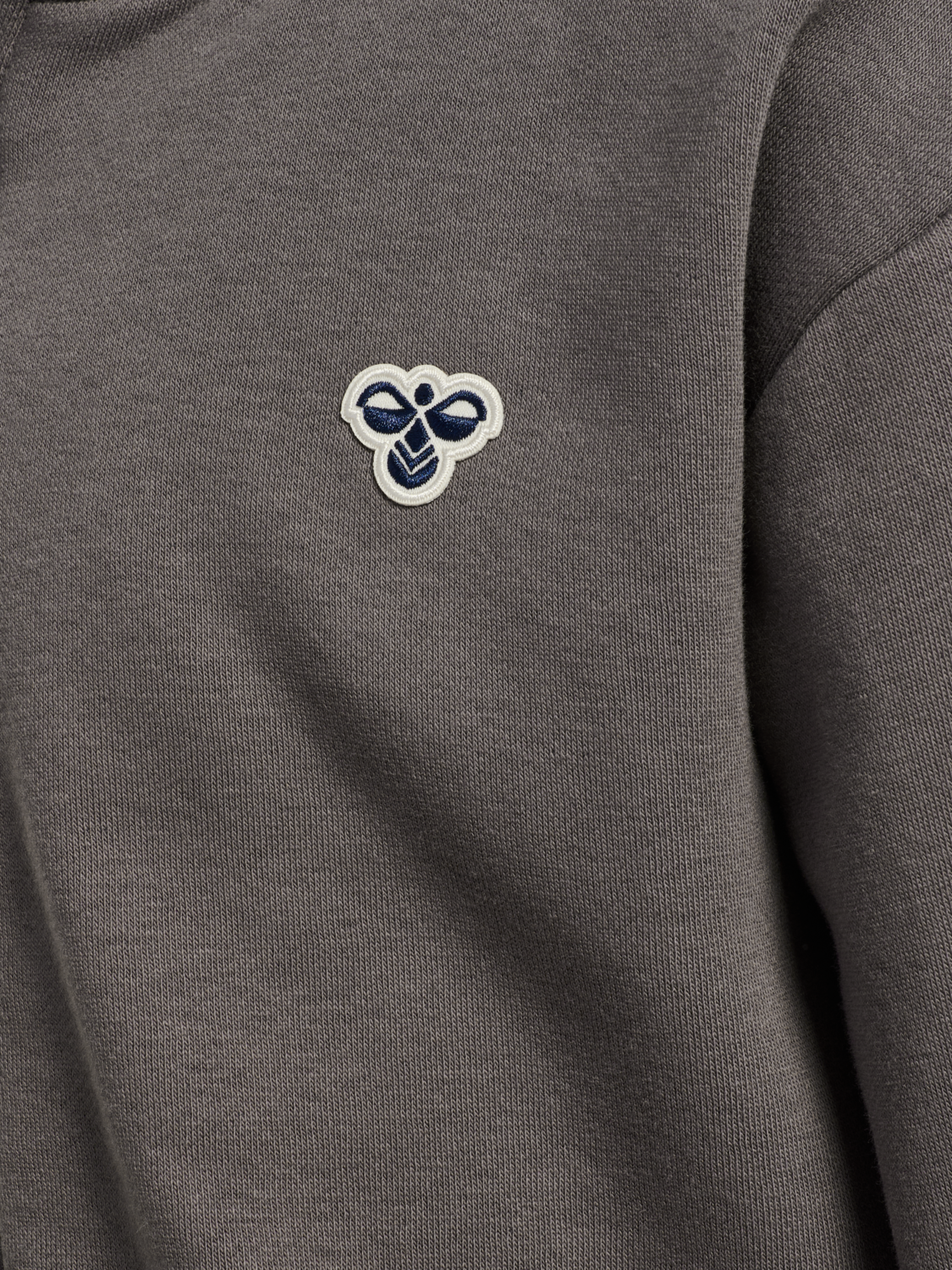 hmlJR LOOSE ZIP HOODIE BEE, DARK GULL GRAY, packshot