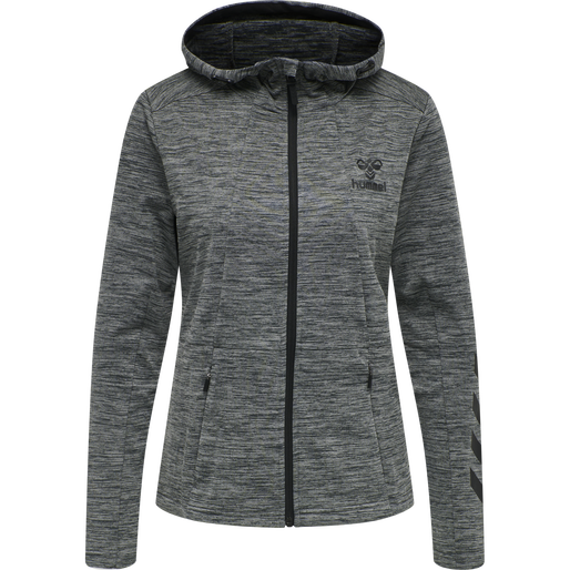 hmlSELBY ZIP HOODIE, DARK GREY MELANGE, packshot