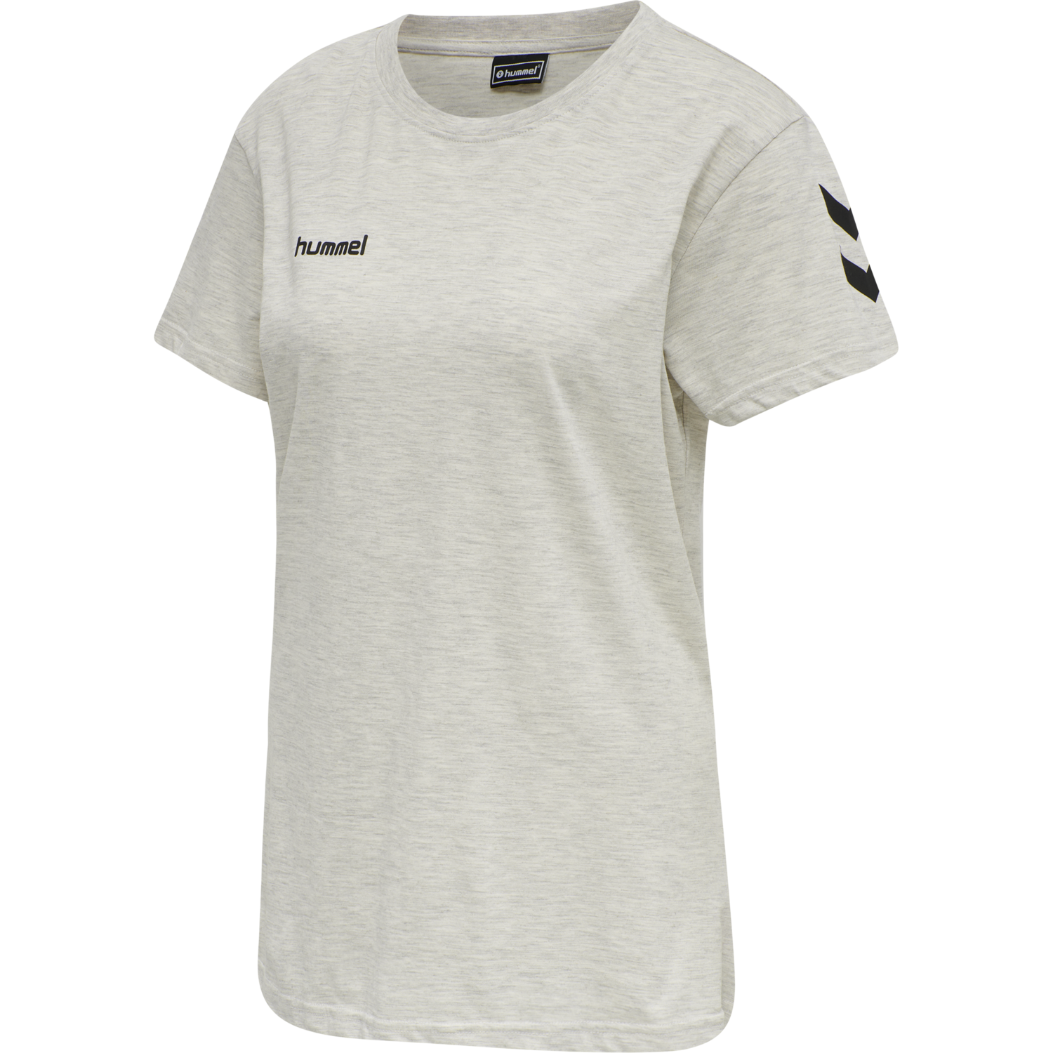 HUMMEL GO COTTON T-SHIRT WOMAN S/S, EGRET MELANGE, packshot