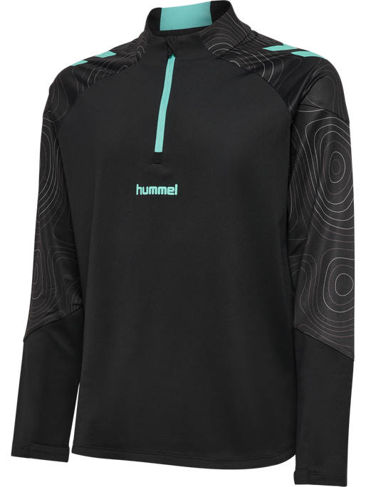 hmlBLAZE 2.0 TRAINING HALF ZIP KIDS, BLACK/POOL BLUE, packshot
