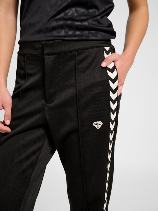 Flared Stretch Logotape Pants, BLACK, model