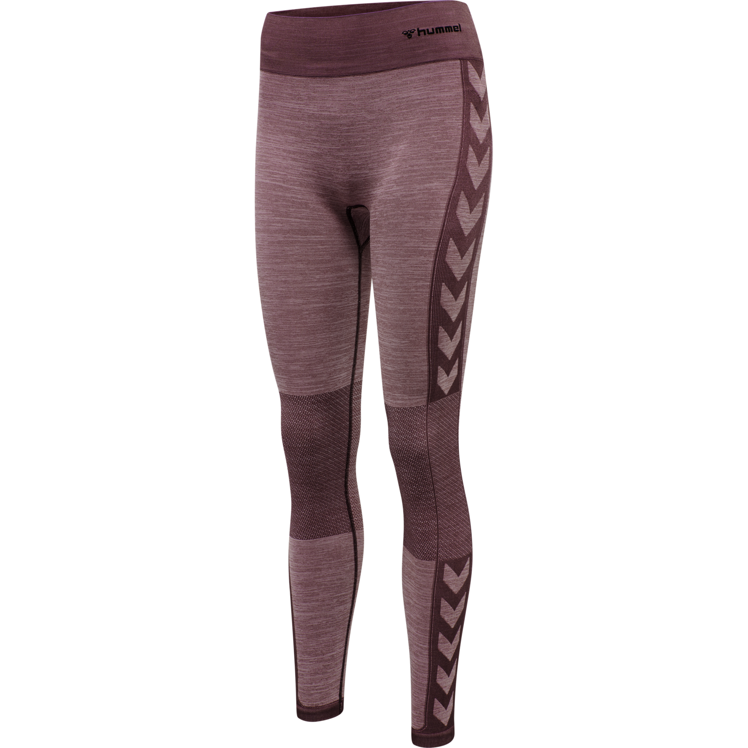 hmlCLEA SEAMLESS MID WAIST TIGHTS, FUDGE/WOODROSE MELANGE, packshot