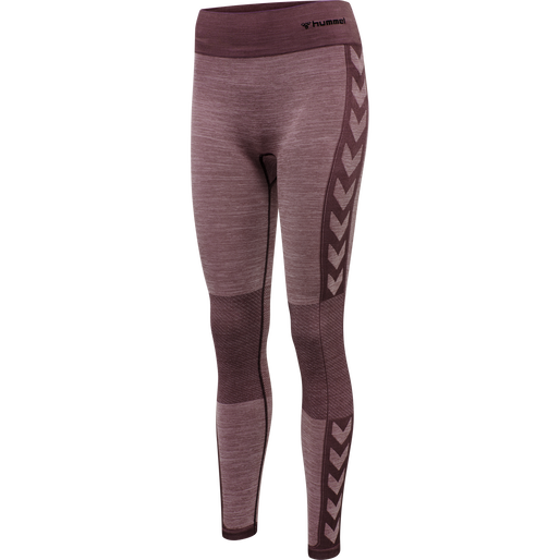 hmlCLEA SEAMLESS MID WAIST TIGHTS, FUDGE/WOODROSE MELANGE, packshot