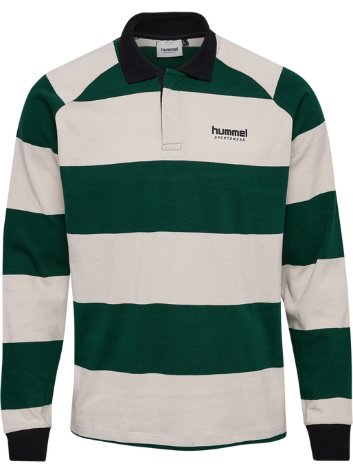 hmlLOOSE STRIPED POLO L/S, DARK GREEN hmlLOOSE STRIPED POLO L/S, DARK GREEN, packshot