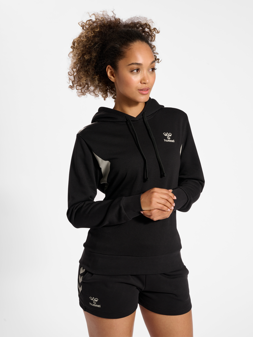 hmlSTALTIC COTTON HOODIE WOMAN, BLACK, model