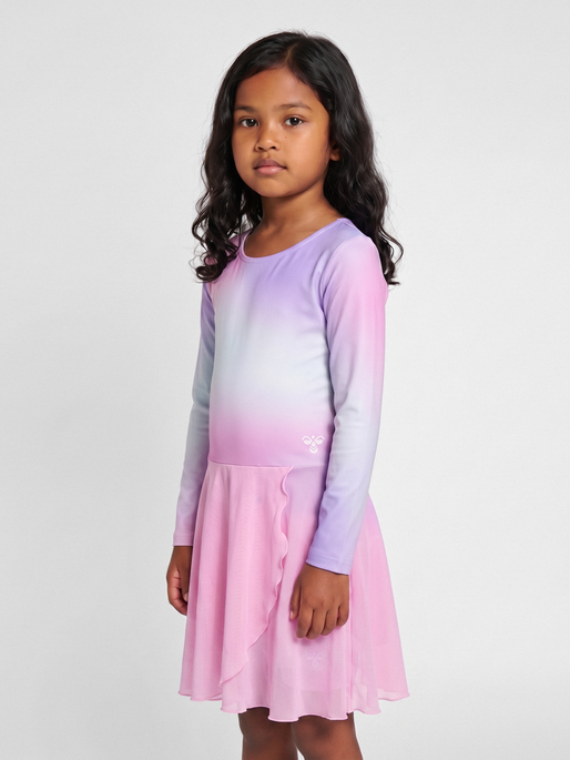 hmlJR GRADIENT SKIRTY GYMSUIT L/S, PASTEL LAVENDER, model