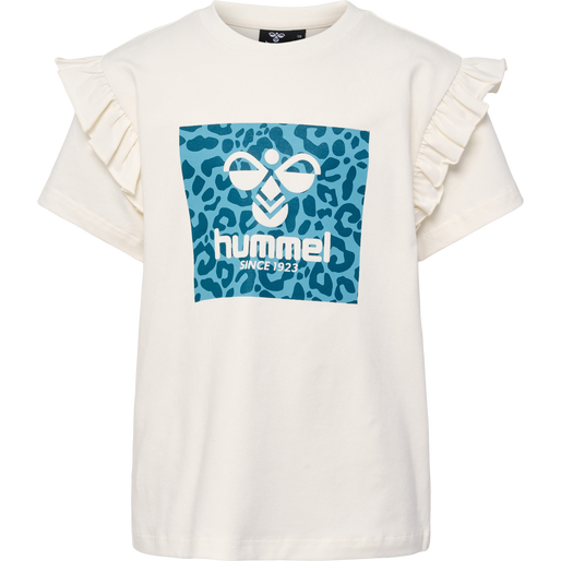 hmlFLOWY RUFFLE T-SHIRT S/S, MARSHMALLOW, packshot