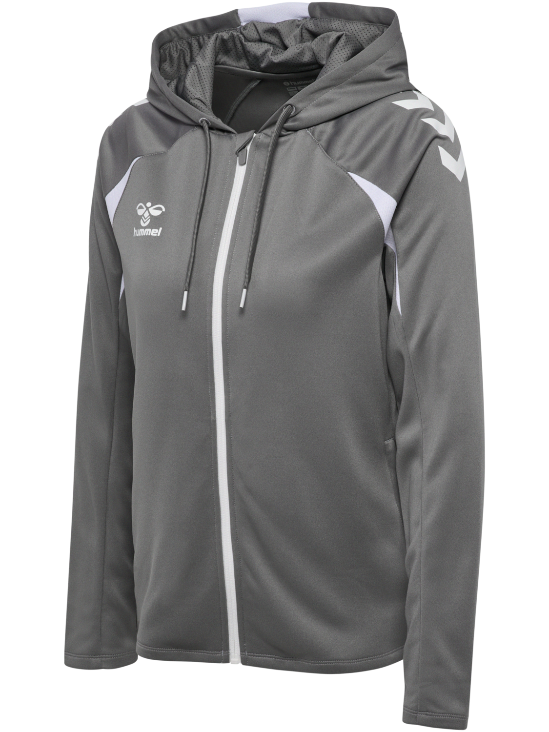 hmlCORE 2.0 ZIP HOODIE WOMAN, STEEL GRAY/WHITE, packshot