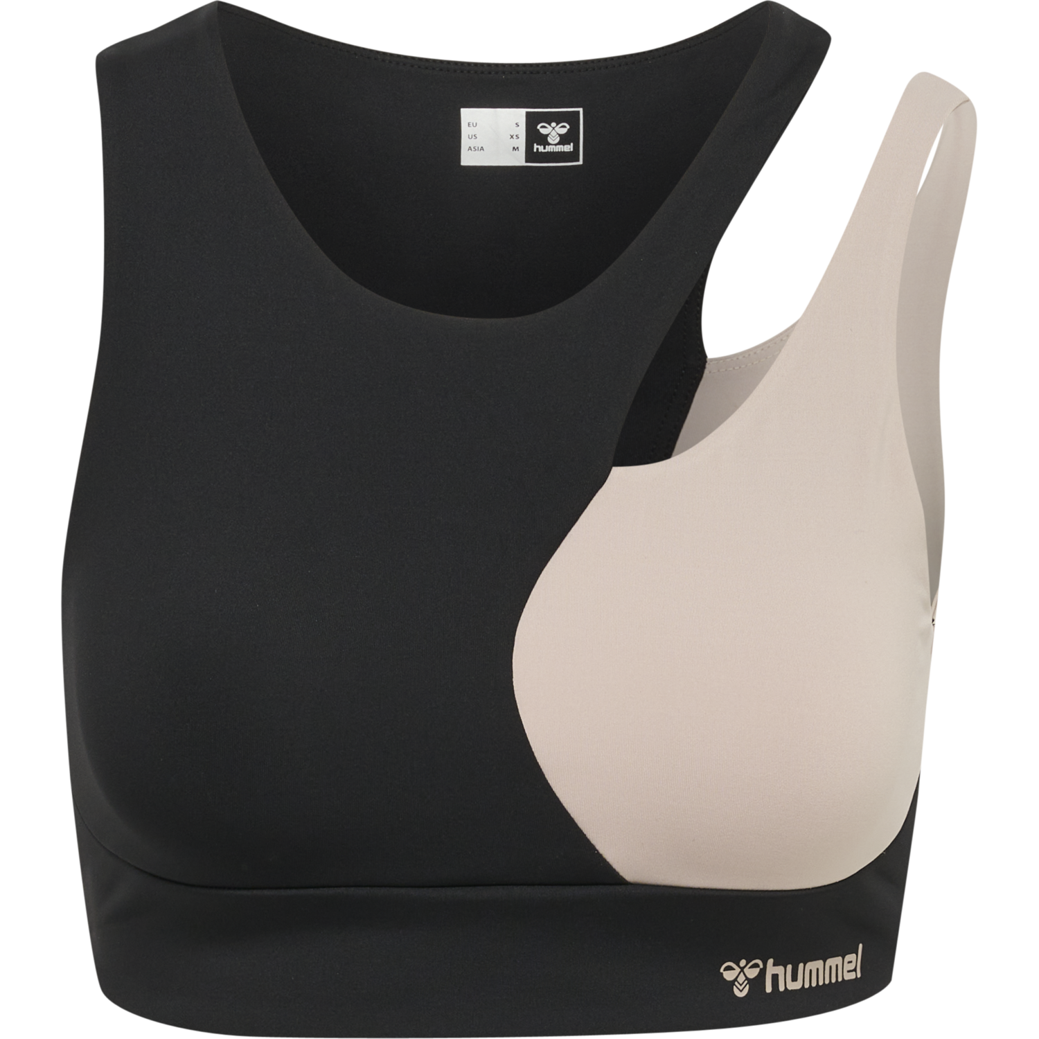 hmlMT RIGA SPORTS BRA, BLACK/CHATEAU GREY, packshot