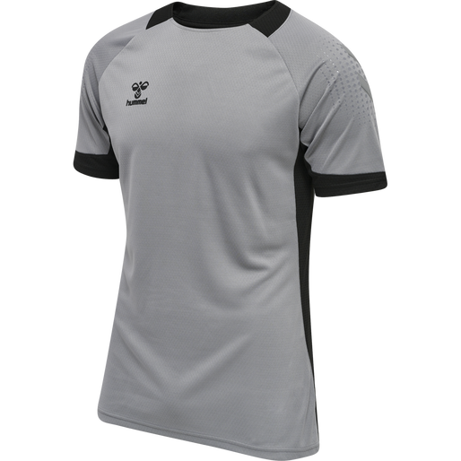 hmlLEAD S/S POLY JERSEY, GREY MELANGE, packshot