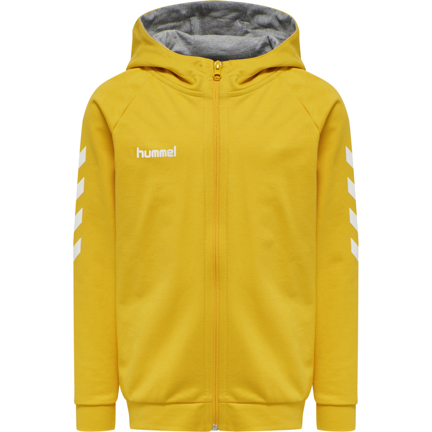 HUMMEL GO KIDS COTTON ZIP HOODIE, SPORTS YELLOW, packshot