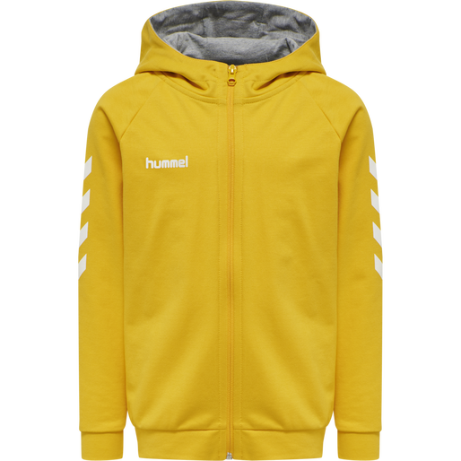 HMLGO KIDS COTTON ZIP HOODIE, SPORTS YELLOW, packshot