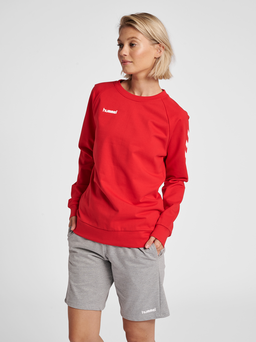 HUMMEL GO COTTON SWEATSHIRT WOMAN, TRUE RED, model