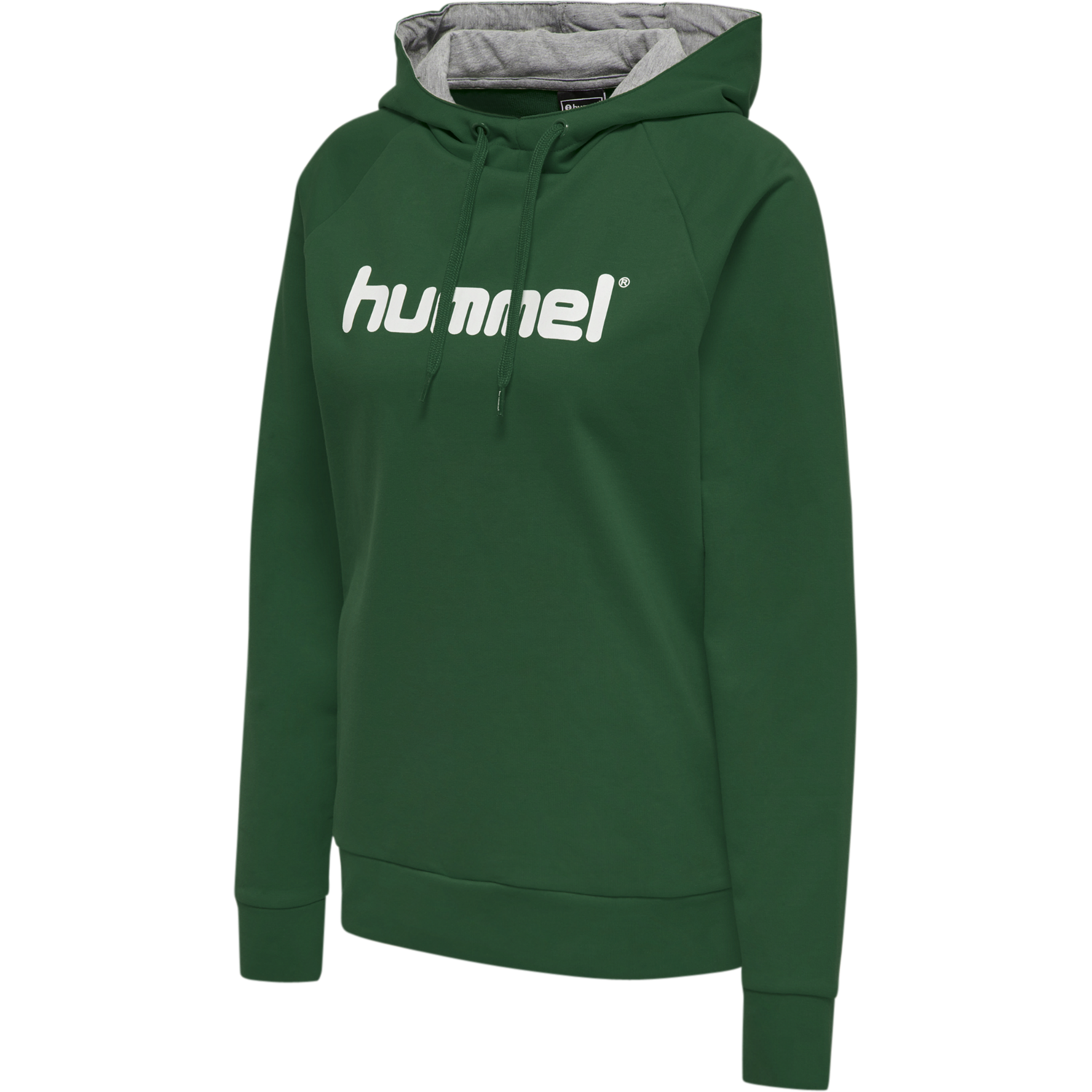 HUMMEL GO COTTON LOGO HOODIE WOMAN, EVERGREEN, packshot