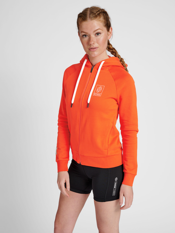 hmlGG12 SWEAT ZIP HOODIE WOMAN, CHERRY TOMATO, model