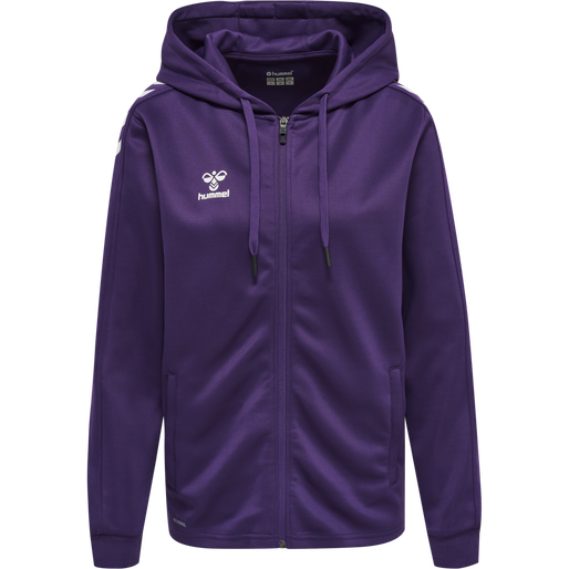 hmlCORE XK POLY ZIP HOOD SWEAT WOMA, ACAI/WHITE hmlCORE XK POLY ZIP HOOD SWEAT WOMA, ACAI/WHITE, packshot