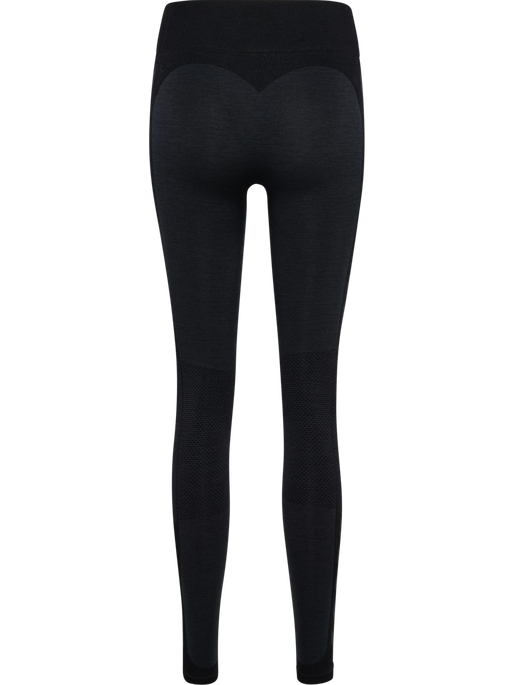hmlMT SHINE SEAMLESS MW TIGHTS, BLACK MELANGE, packshot