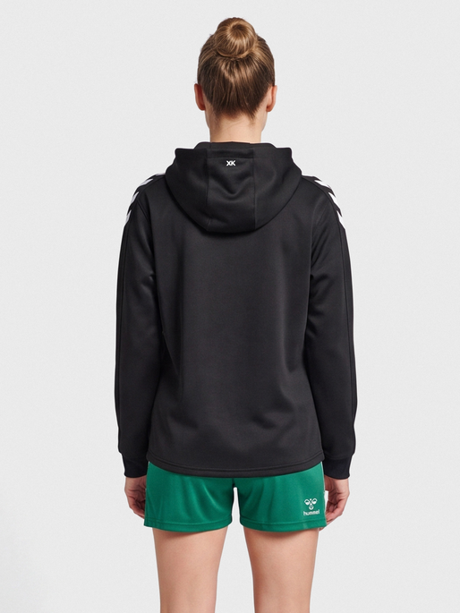 hmlCORE XK POLY SWEAT HOODIE WOMAN, BLACK, model