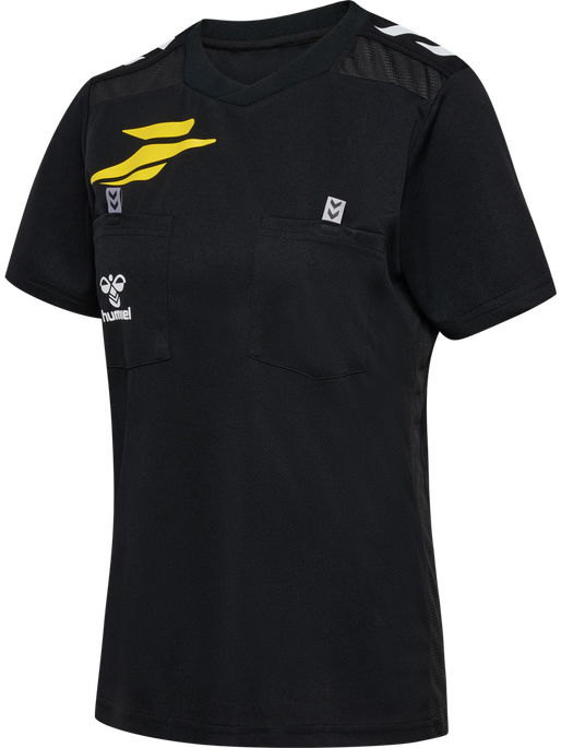 FFHB NEW REFEREE JERSEY S/S WO, BLACK WO SPONSOR, packshot