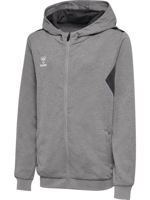 hmlAUTHENTIC PL ZIP HOODIE KIDS, GREY MELANGE, packshot